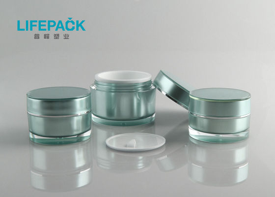 Classic Round Empty Plastic Jars With Lids Double Wall Acrylic Outer Bottle